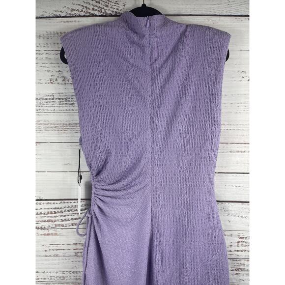 ASTR The Label Dress Women's XL Lavender Ruched Sleeveless Crinkle Mini New - Picture 7 of 9